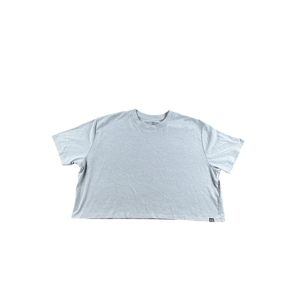 Under Armour Womens Gray Loose Fit Cropped Short Sleeve T-Shirt Size L